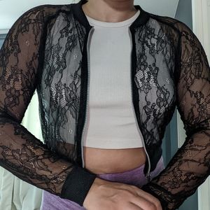 Zara jacket, black, lace, size Small.